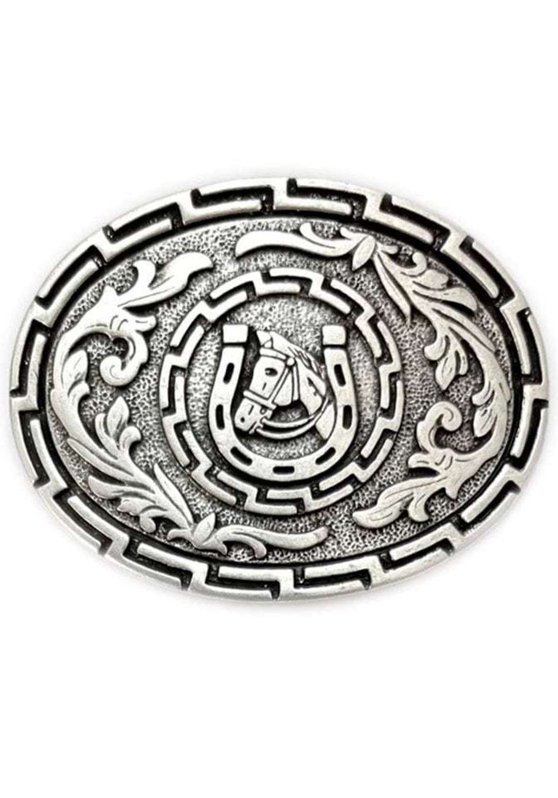 Пряжка ремня Pferde Oval Hufeisen Silber