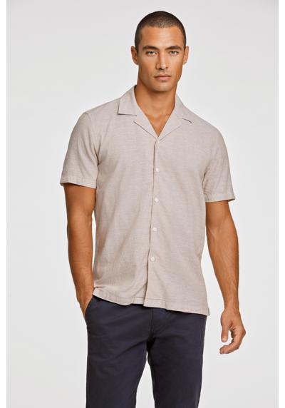 Рубашка с короткими рукавами из смеси льна и хлопка с планкой на пуговицах.
