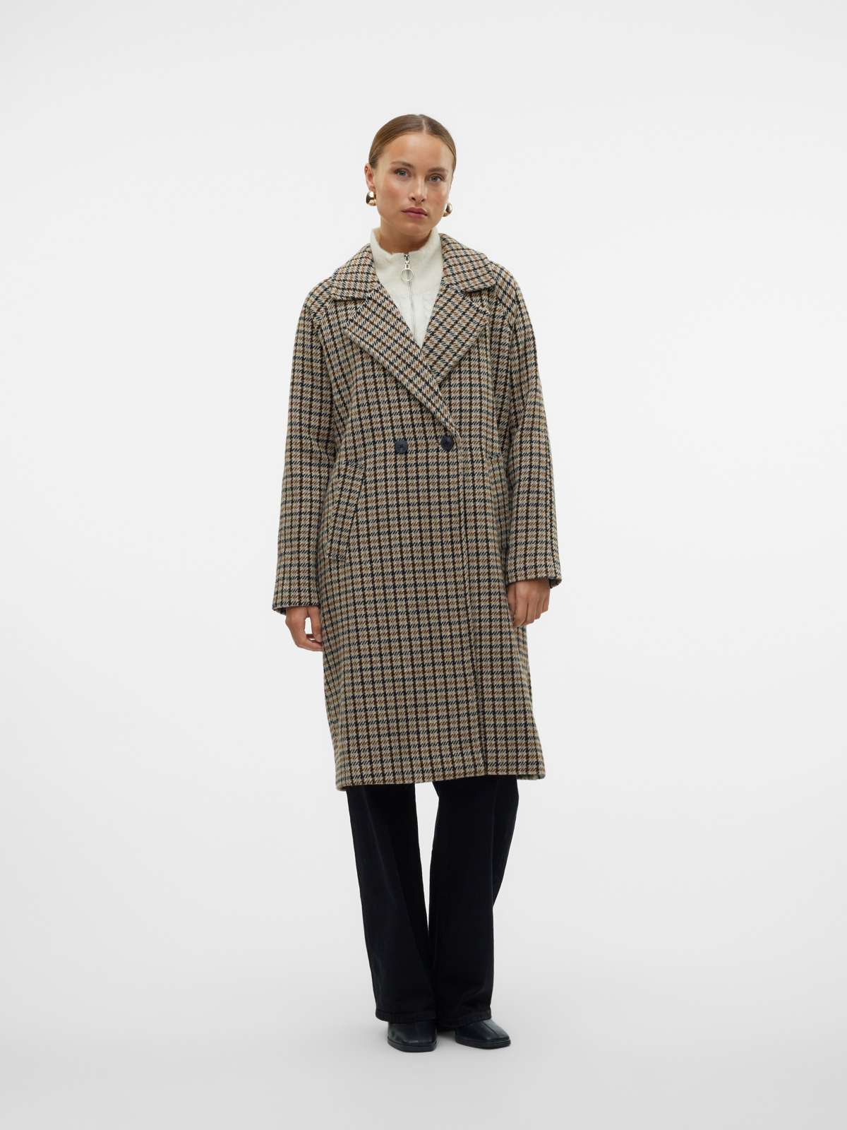 Длинное пальто VMHANNAH LONG WOOL CHECK COAT GA BOO