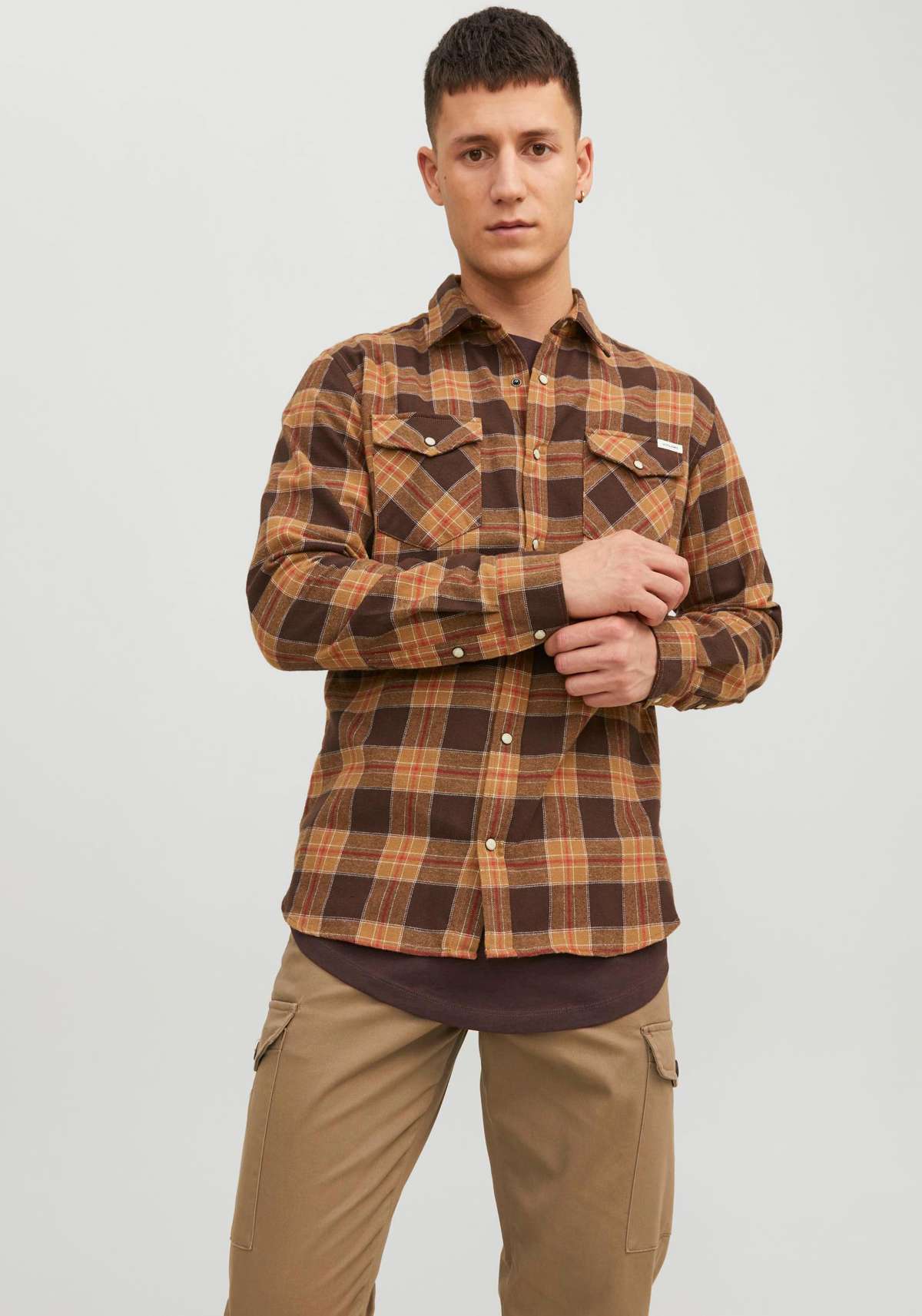 Рубашка с длинными рукавами и нагрудными карманами JJSHERIDAN FALL CHECK SHIRT LS