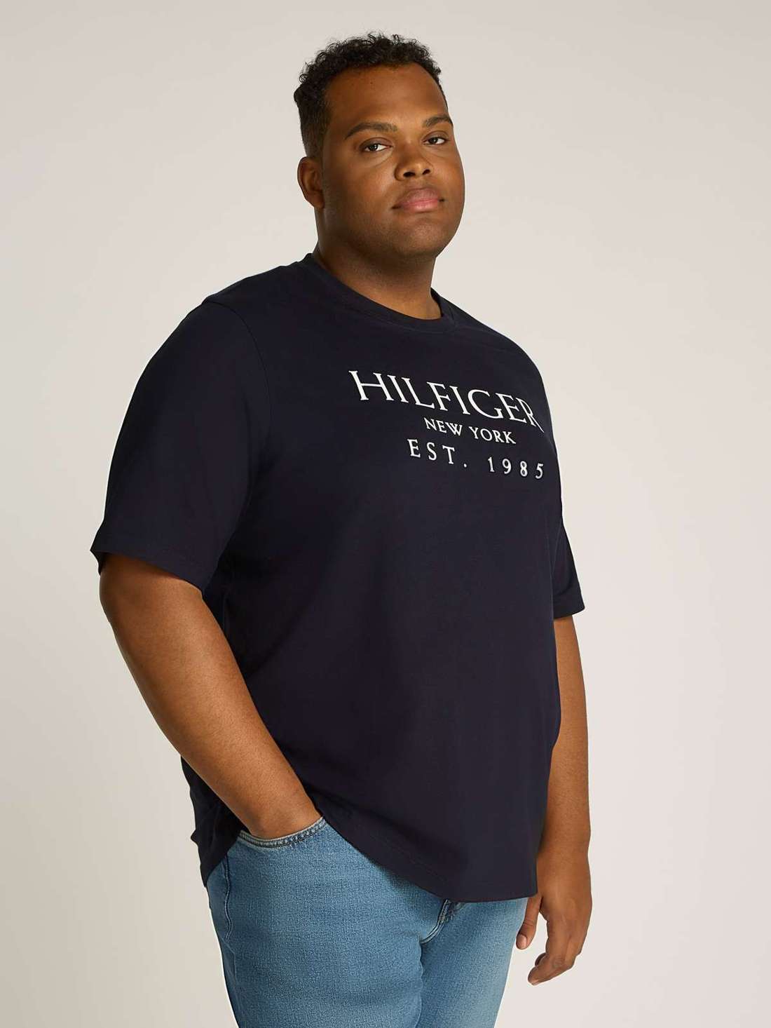 Рубашка с круглым вырезом больших размеров и надписью-логотипом BT-BIG HILFIGER TEE-T