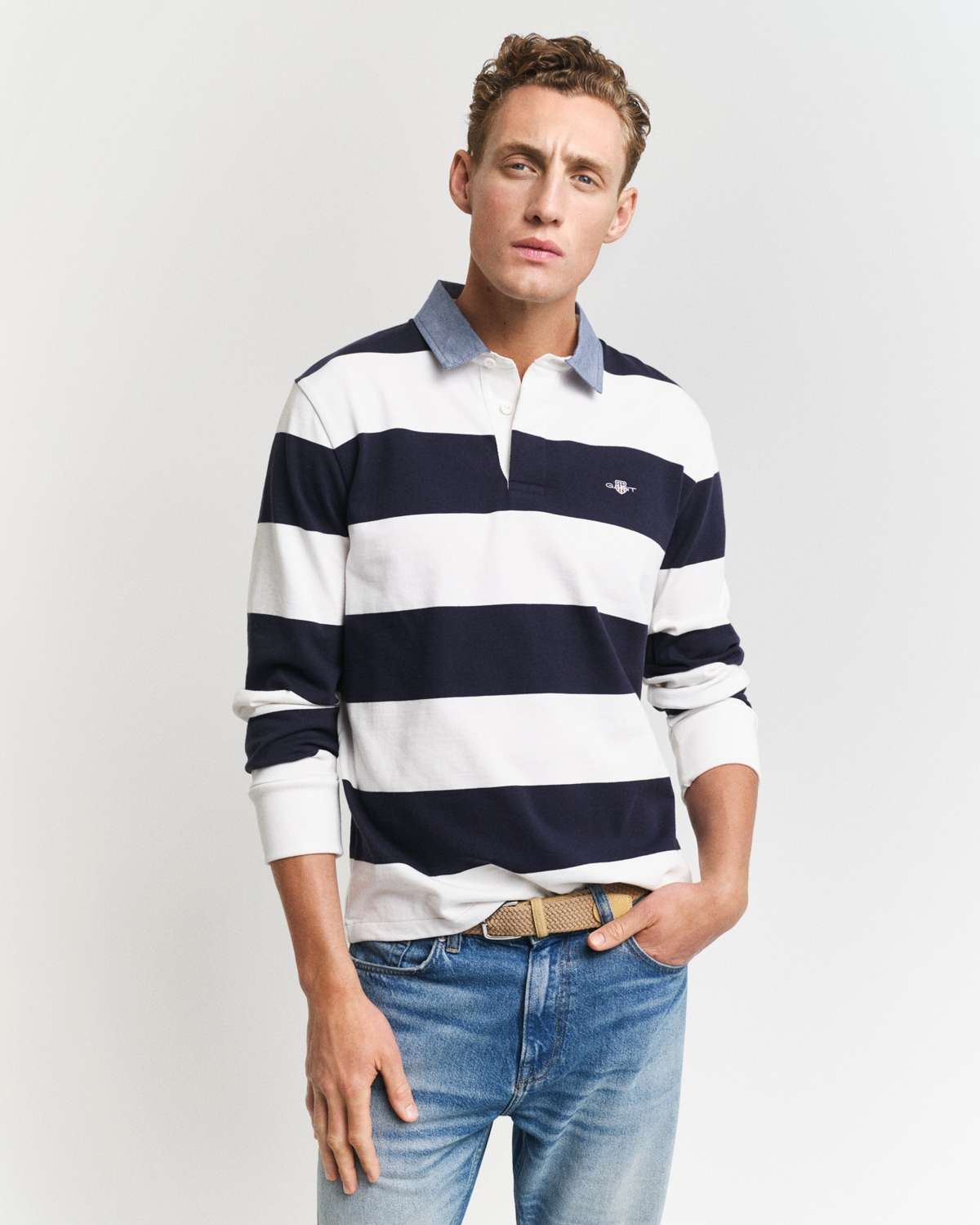 Рубашка поло с длинными рукавами REG CHAMBRAY STRIPE HEAVY RUGGER