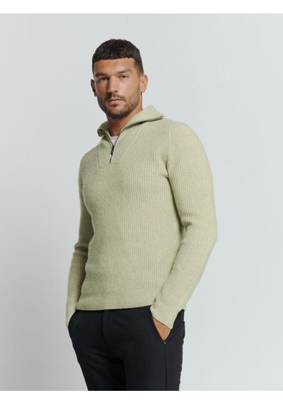 Свитер с высоким воротником No Excess Pullover mit halbem Reißverschluss und Wolle