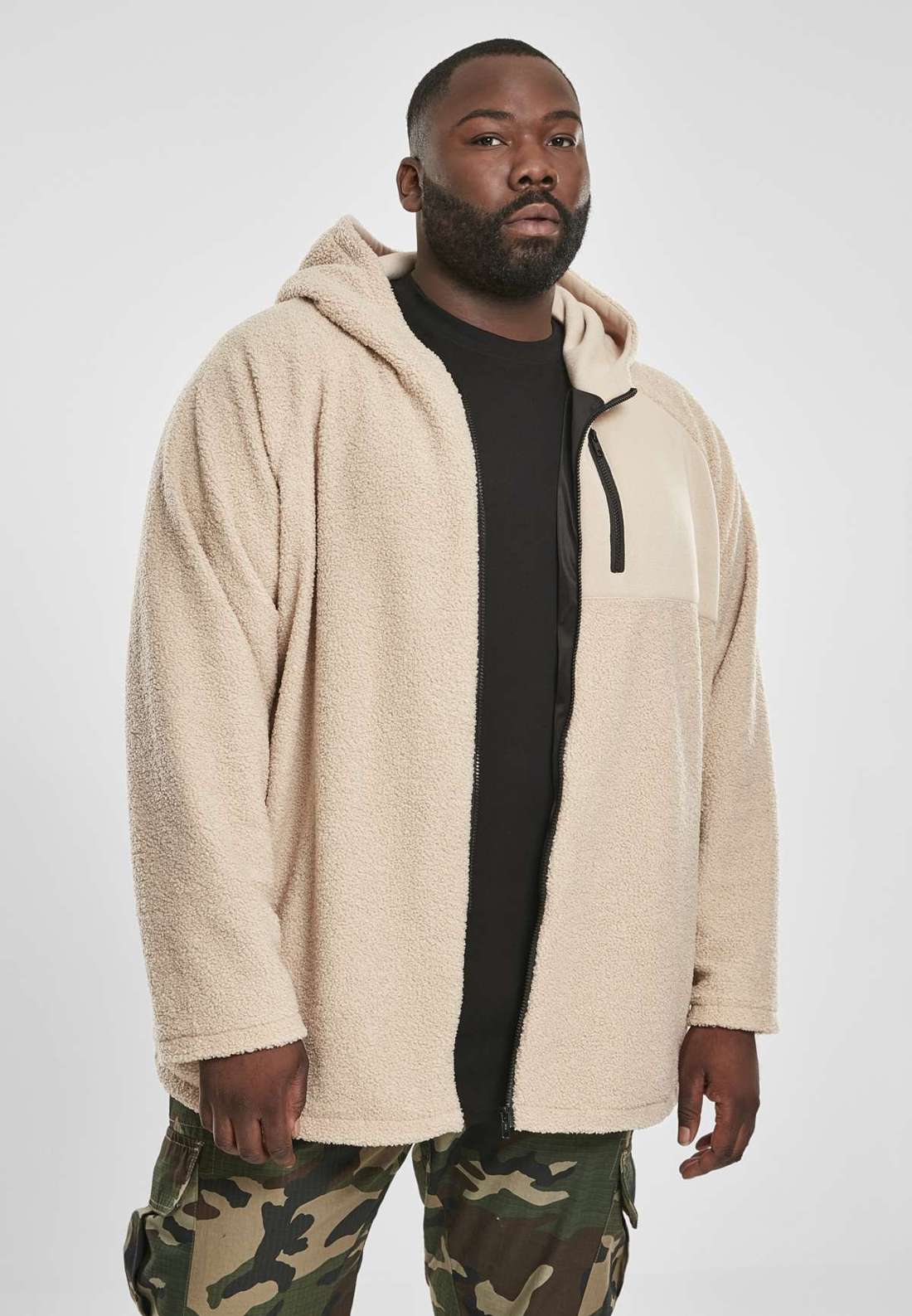Всепогодная куртка Urban Classics Herren Hooded Sherpa Zip Jacket