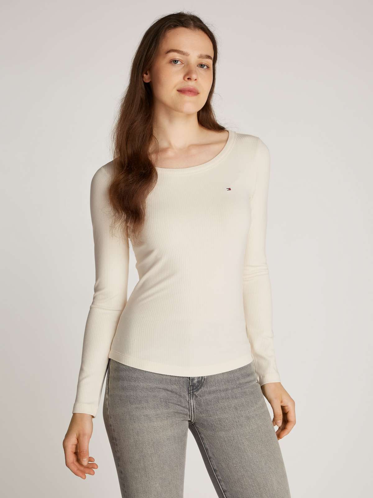 Рубашка с длинными рукавами и структурой SLIM 5X2 RIB O-NK LS