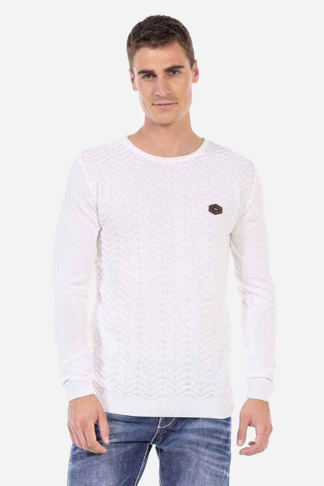Джемпер косой вязки с круглым вырезом Pullover