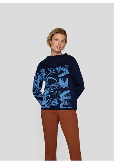 Вязаный свитер »RABE Pullover mit floralem Print und Stehkragen«