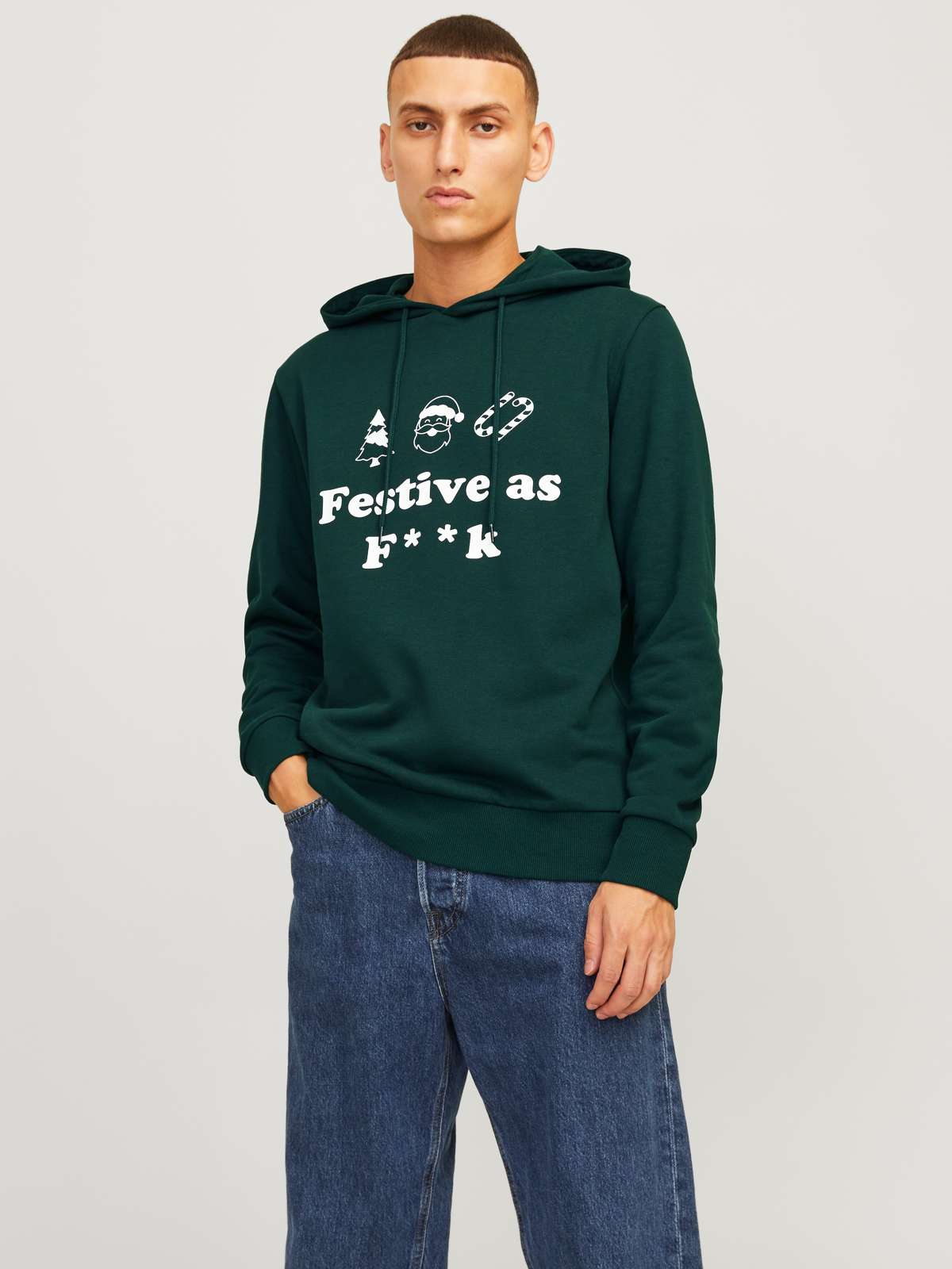 Толстовка с капюшоном JJXMAS ONE COLOR FUNNY SWEAT HOOD