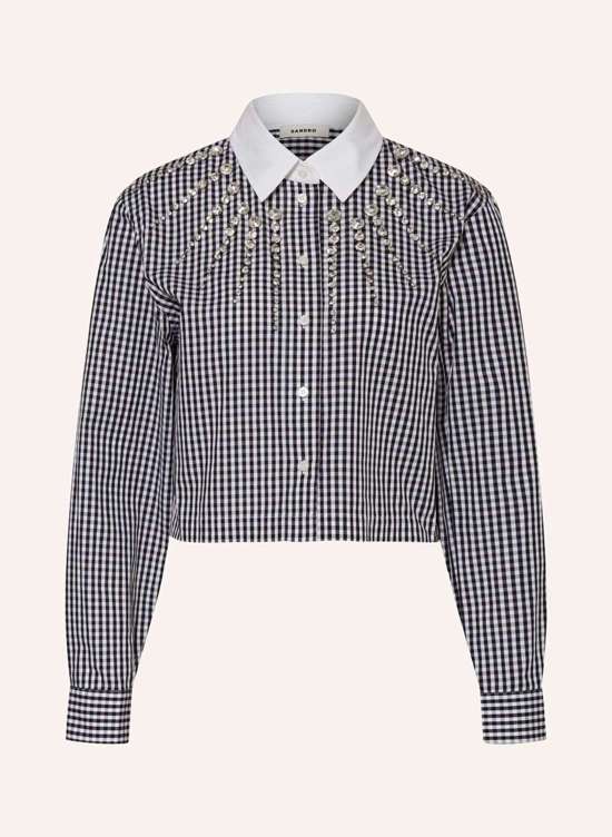 Укороченная блузка-рубашка с драгоценными камнями