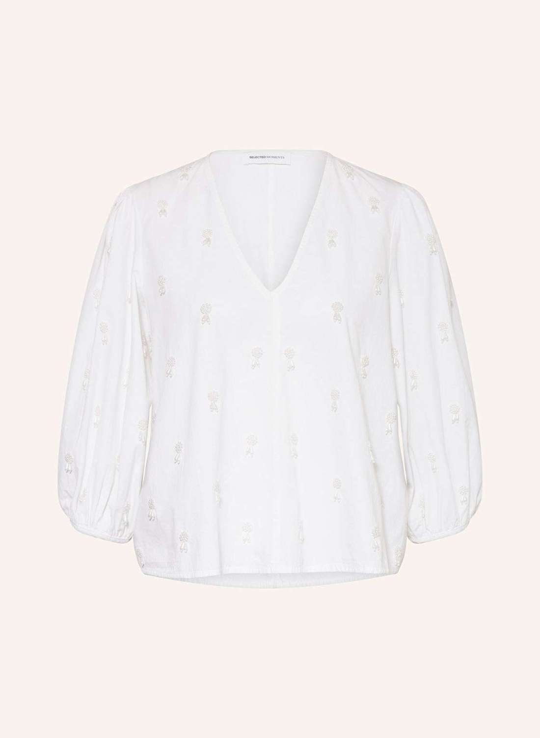 Блузка-рубашка с рукавами 3/4 и декоративными бусинами