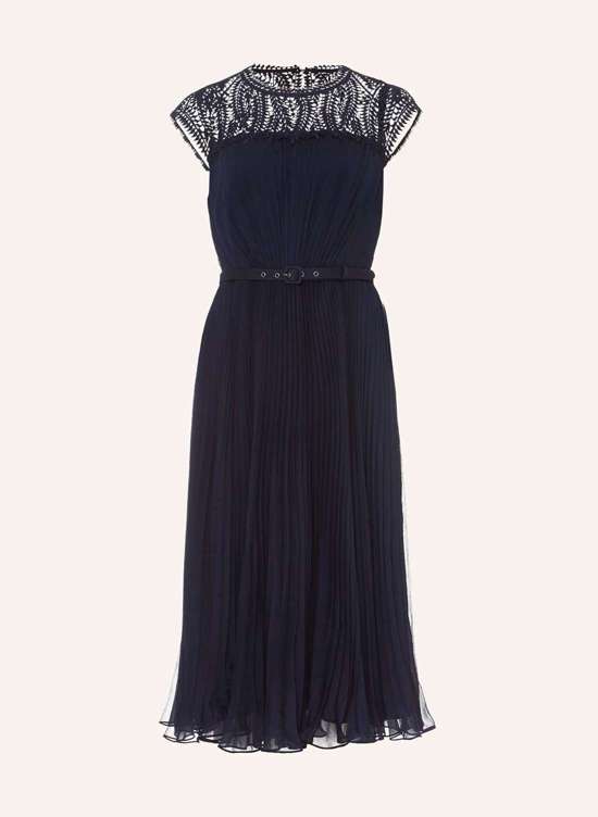 Коктейльное платье со складками и кружевом MAKAELA