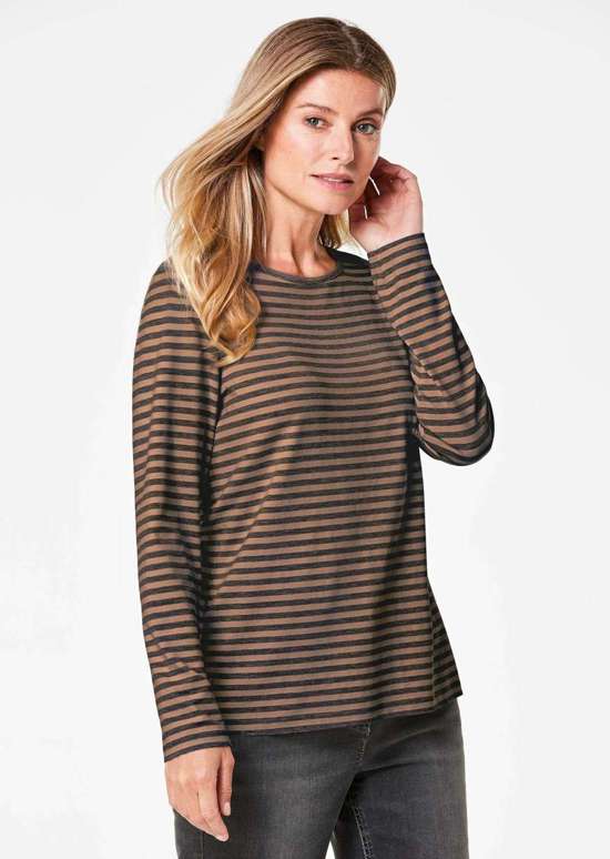 Полосатая рубашка с вырезом «лодочка»