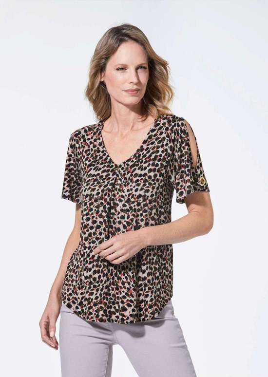 beige / schwarz / braun / getupft