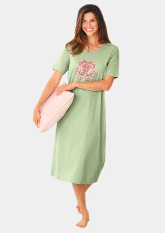 Хлопковая ночная рубашка с полурукавами