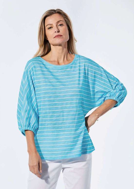 бирюзовый / белый / полосатый