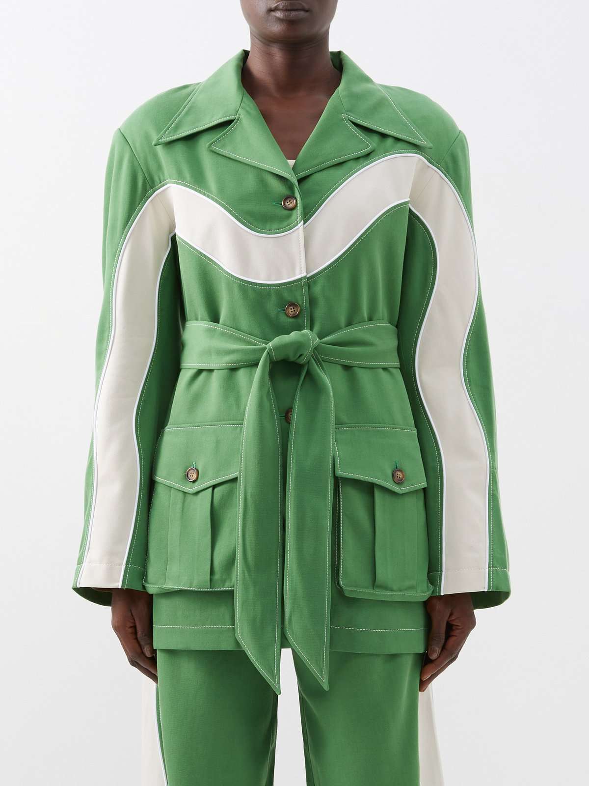 твиловый пиджак Lagos в полоску с поясом