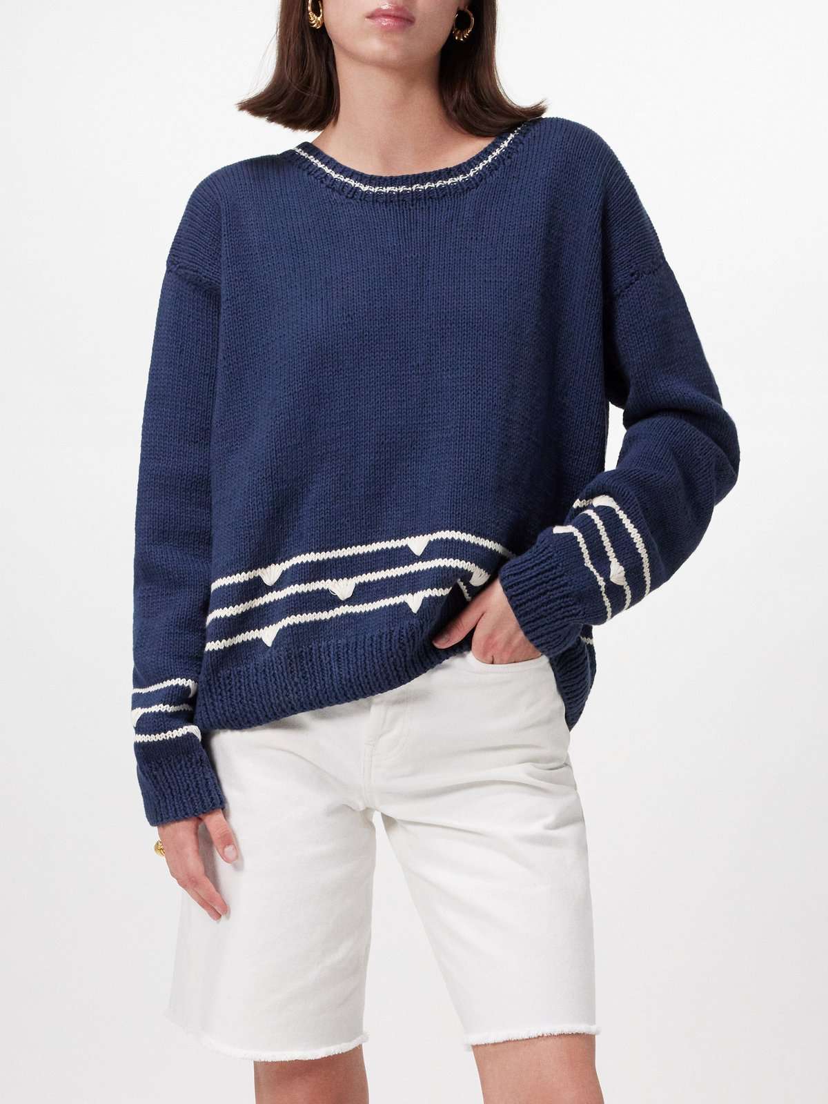Полосатый хлопковый свитер