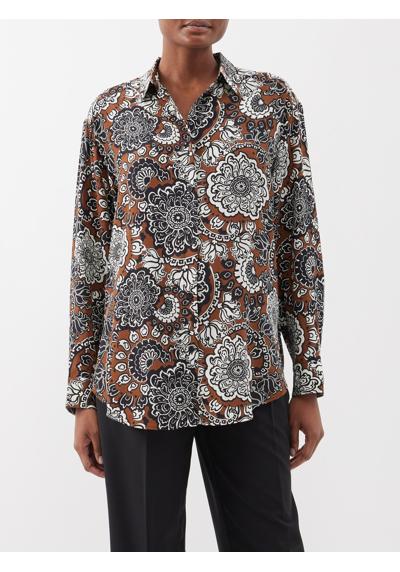 Рубашка из крепдешина из органического шелка с цветочным принтом
