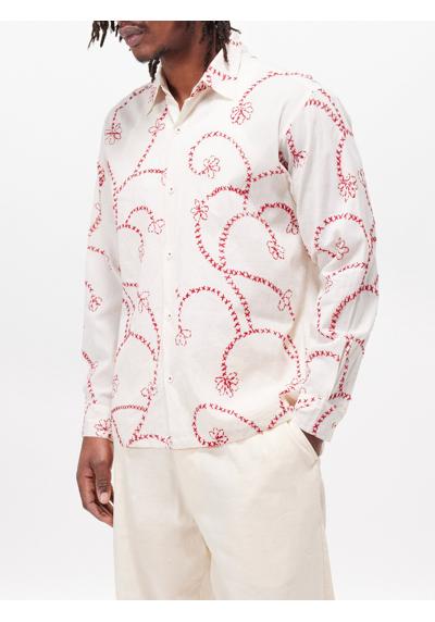 Хлопковая рубашка с цветочной вышивкой