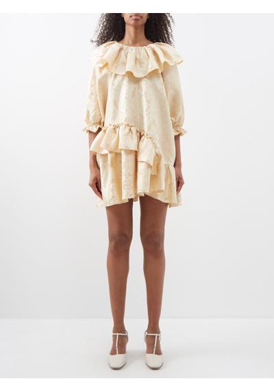 Платье мини из флорентийского переработанного жаккарда с цветочным принтом