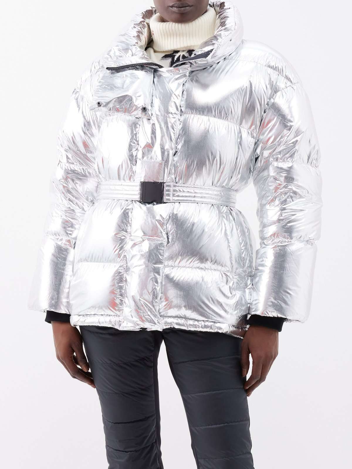 Лыжная куртка металлик с поясом