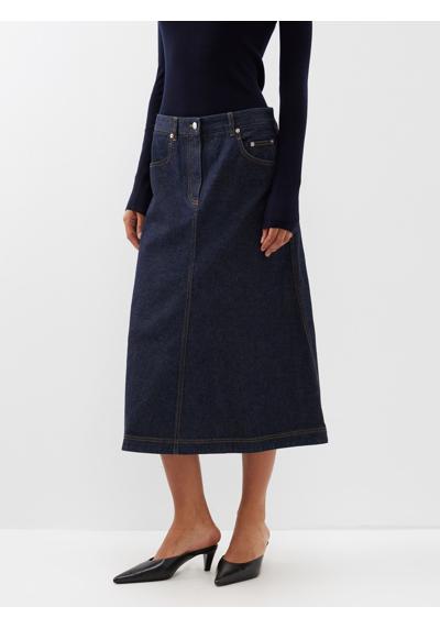 Джинсовая юбка А-силуэта с асимметричными карманами
