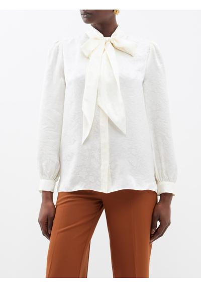 Блуза Pussybow с жаккардовым узором и цветочным принтом