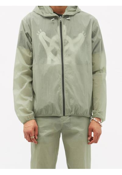 полупрозрачная куртка с капюшоном и принтом лягушки