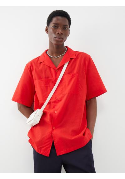 Хлопковая рубашка с кубинским воротником и короткими рукавами