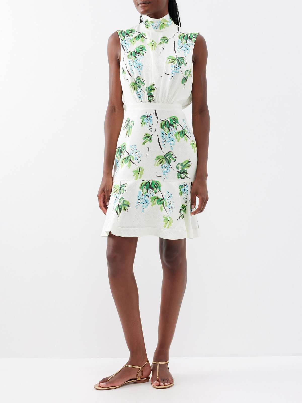 шелковое платье Fleur с ботаническим принтом и открытой спиной