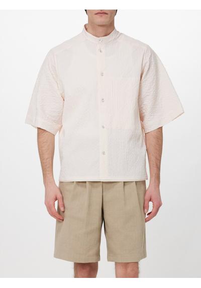 Текстурированная рубашка с воротником-стойкой из смесового хлопка