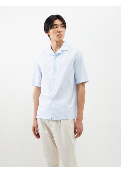 Рубашка из хлопкового поплина с кубинским воротником и короткими рукавами