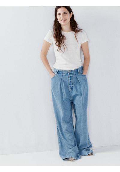 Укороченные джинсы Tencel с укороченными складками
