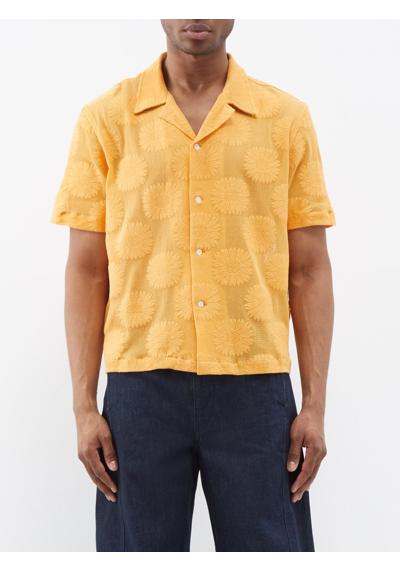 Рубашка из смесового хлопка с вышивкой подсолнухов