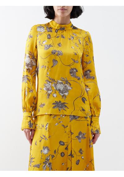 Атласная блузка с цветочным принтом