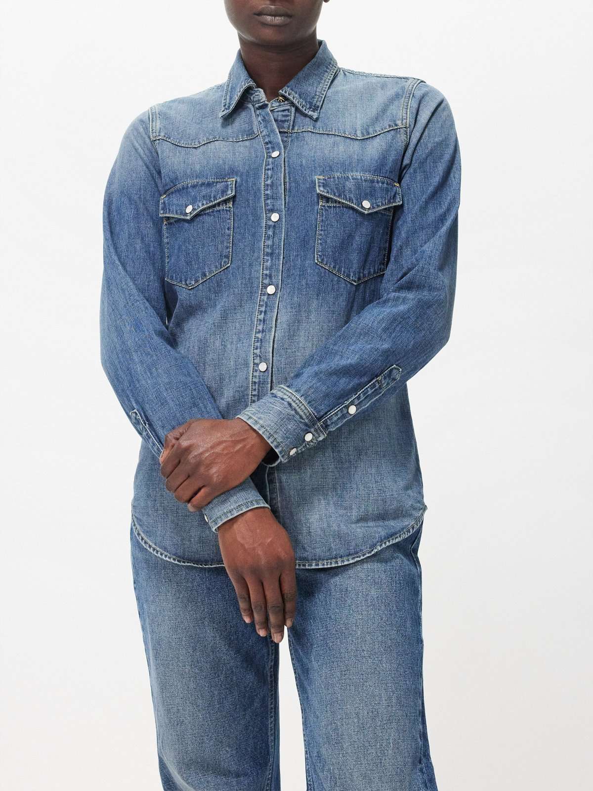 джинсовая рубашка Travis Western с кокеткой