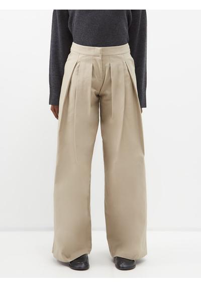 Широкие брюки из хлопкового твила с ромовыми складками
