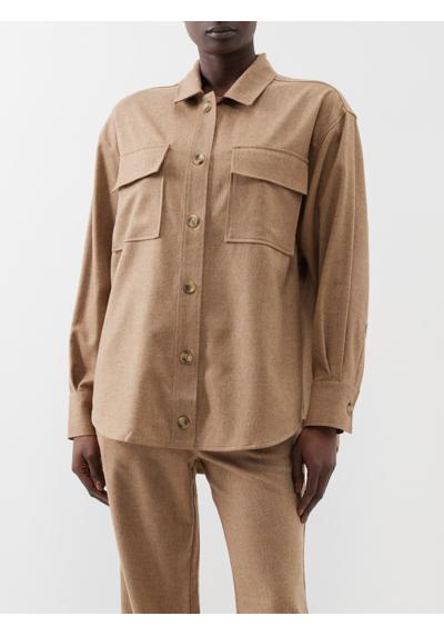 Рубашка Berlin из смесовой шерсти и фланели с карманами на клапанах