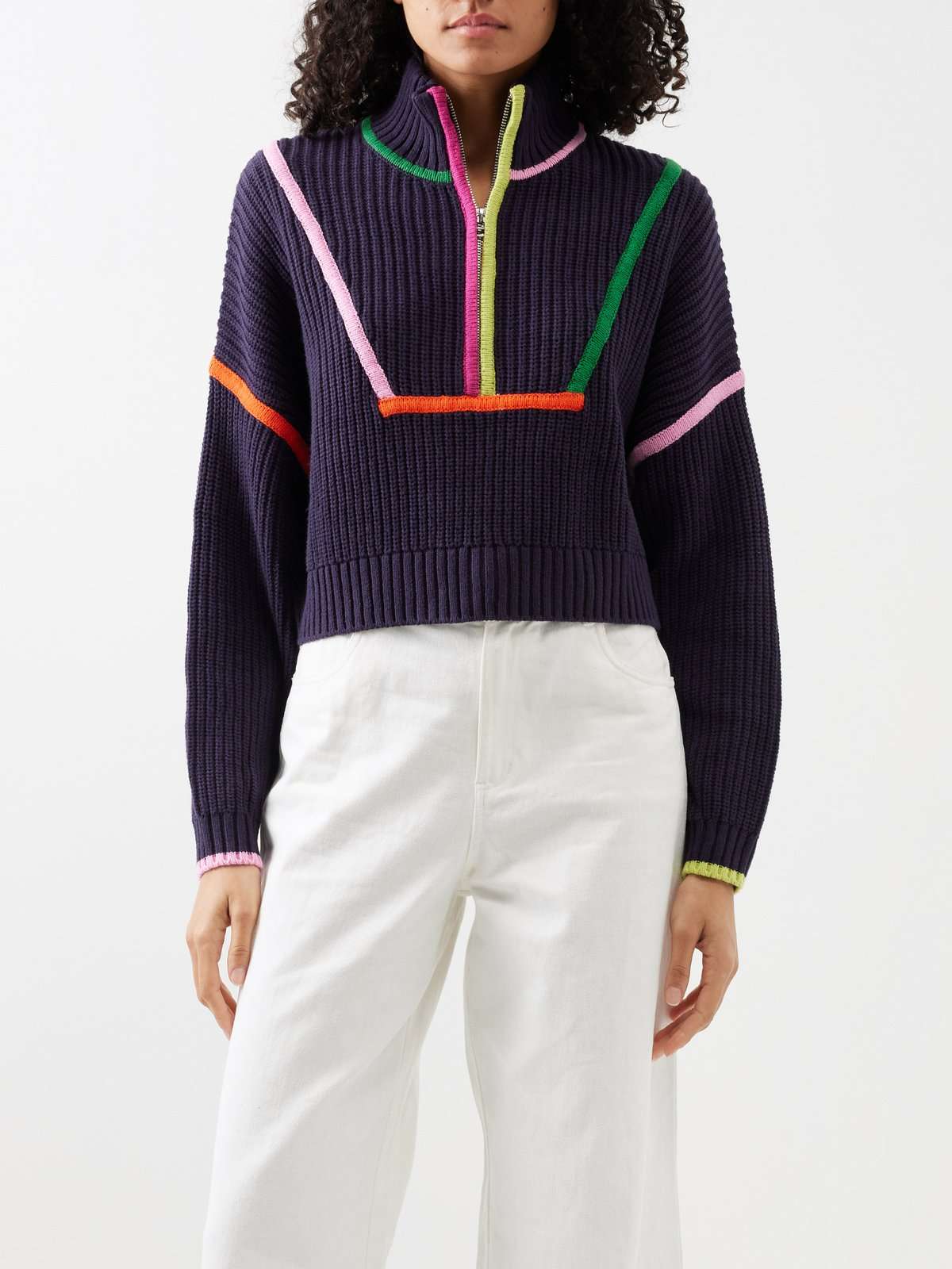 укороченный свитер вязки Hampton в рубчик