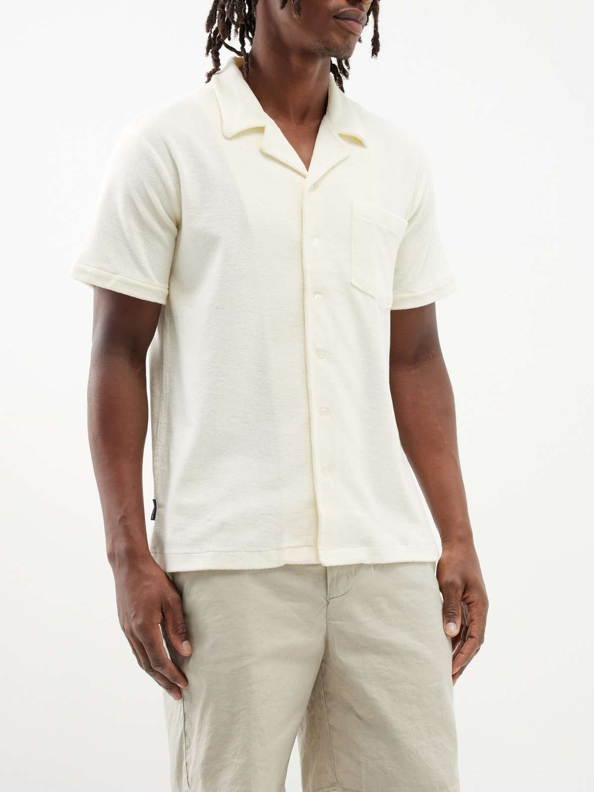 Рубашка из хлопковой махры с кубинским воротником