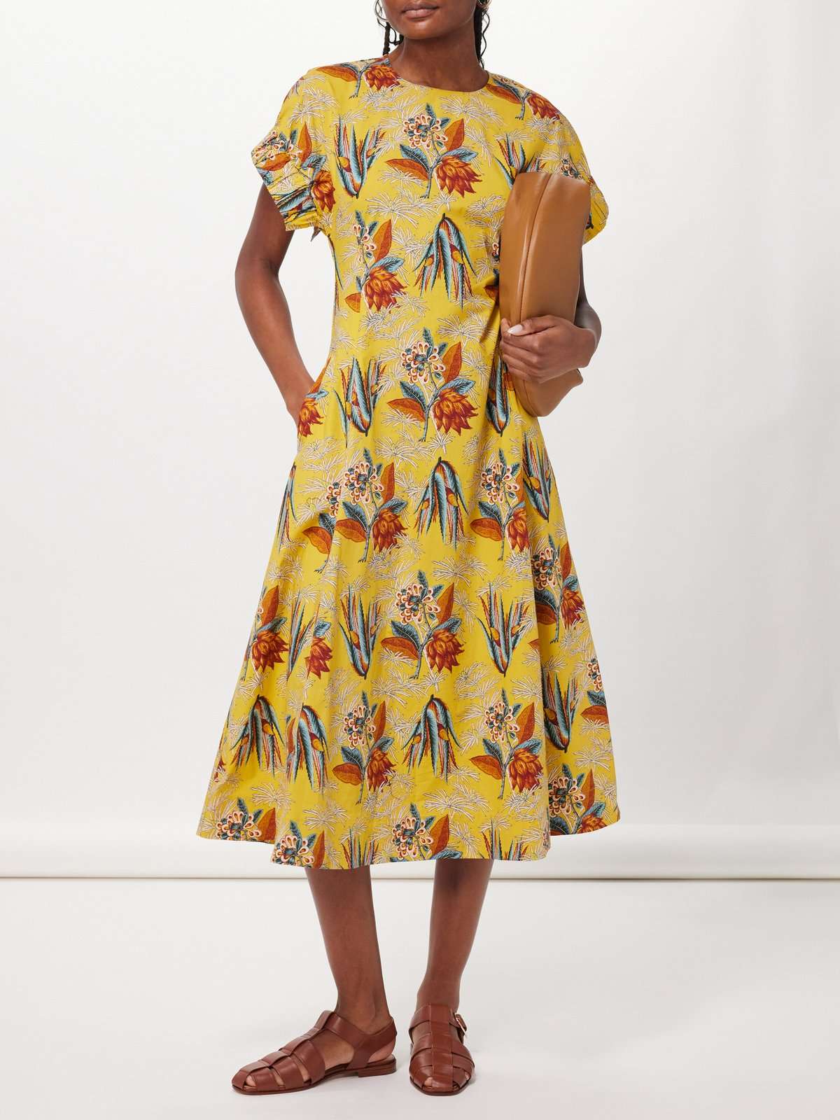 Хлопковое платье миди Devon с цветочным принтом