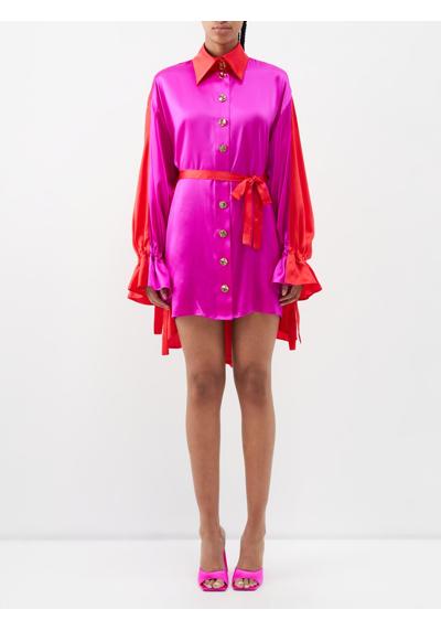 Двухцветное мини-платье из шелкового атласа