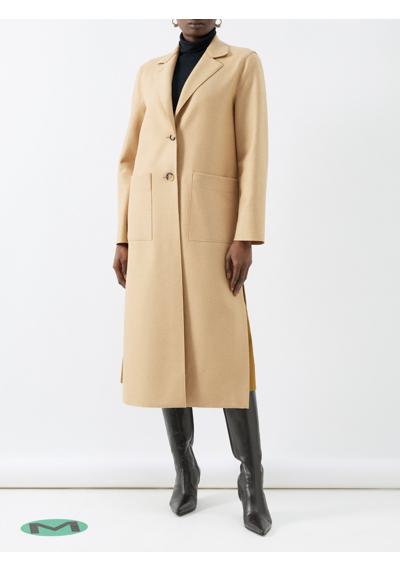 Пальто из прессованной шерсти с разрезом по бокам