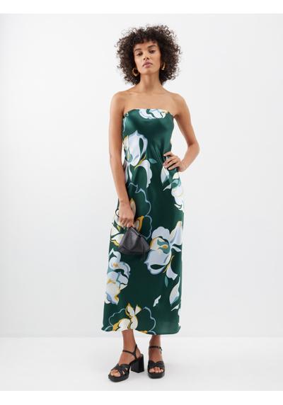 шелковое платье Joana без бретелек с цветочным принтом