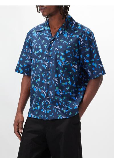 рубашка с короткими рукавами и графическим принтом в кубинском воротнике