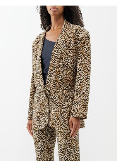 Куртка оверсайз с поясом и леопардовым принтом