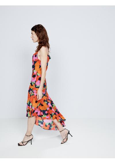 Платье-комбинация с глубоким вырезом и цветочным принтом по бокам