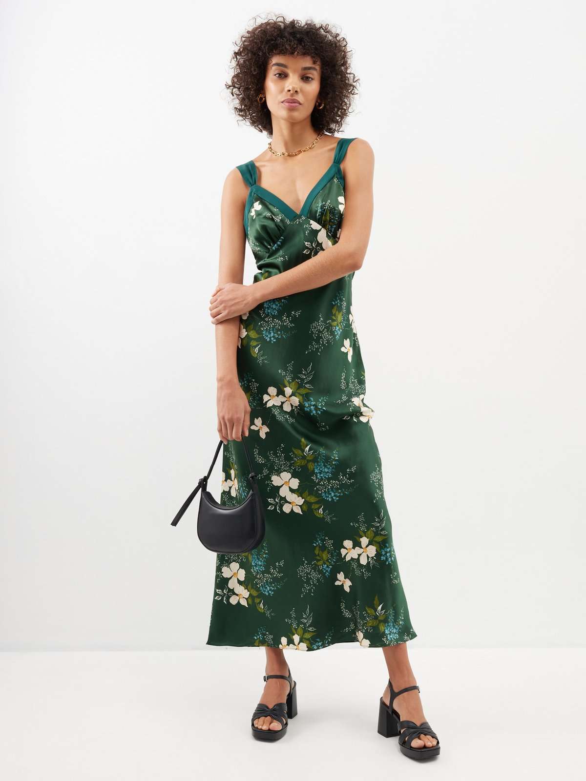 шелковое платье миди Neola с цветочным принтом