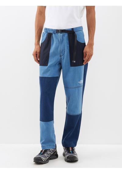 Джинсовые брюки в стиле пэчворк с поясом на талии