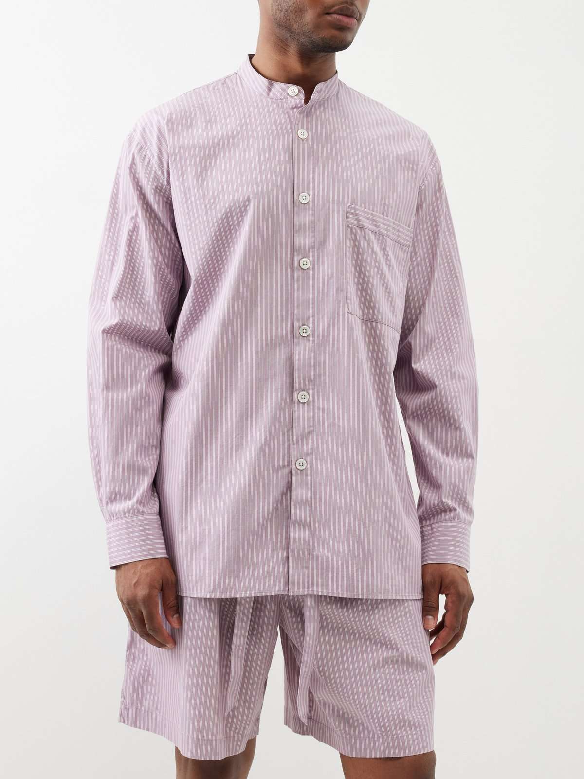 Полосатая пижамная рубашка оверсайз из органического хлопка